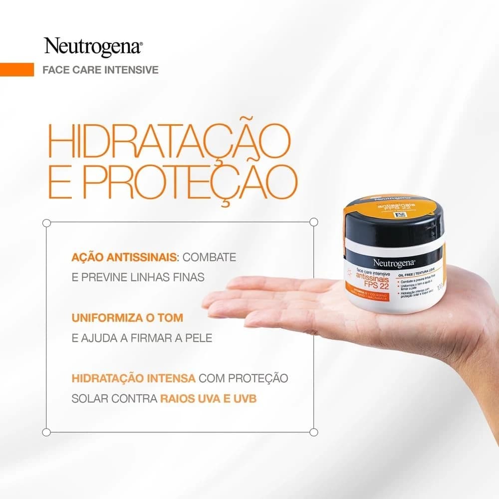 Neutrogena Hidratante Facial Antissinais Face Care Intensive FPS 22, 100g