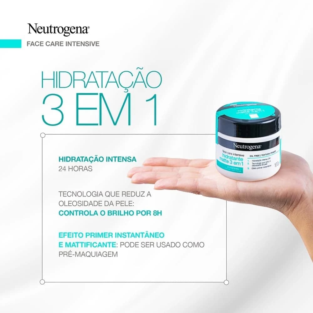 Neutrogena Hidratante Facial Matte 3 em 1 Face Care Intensive, 100g