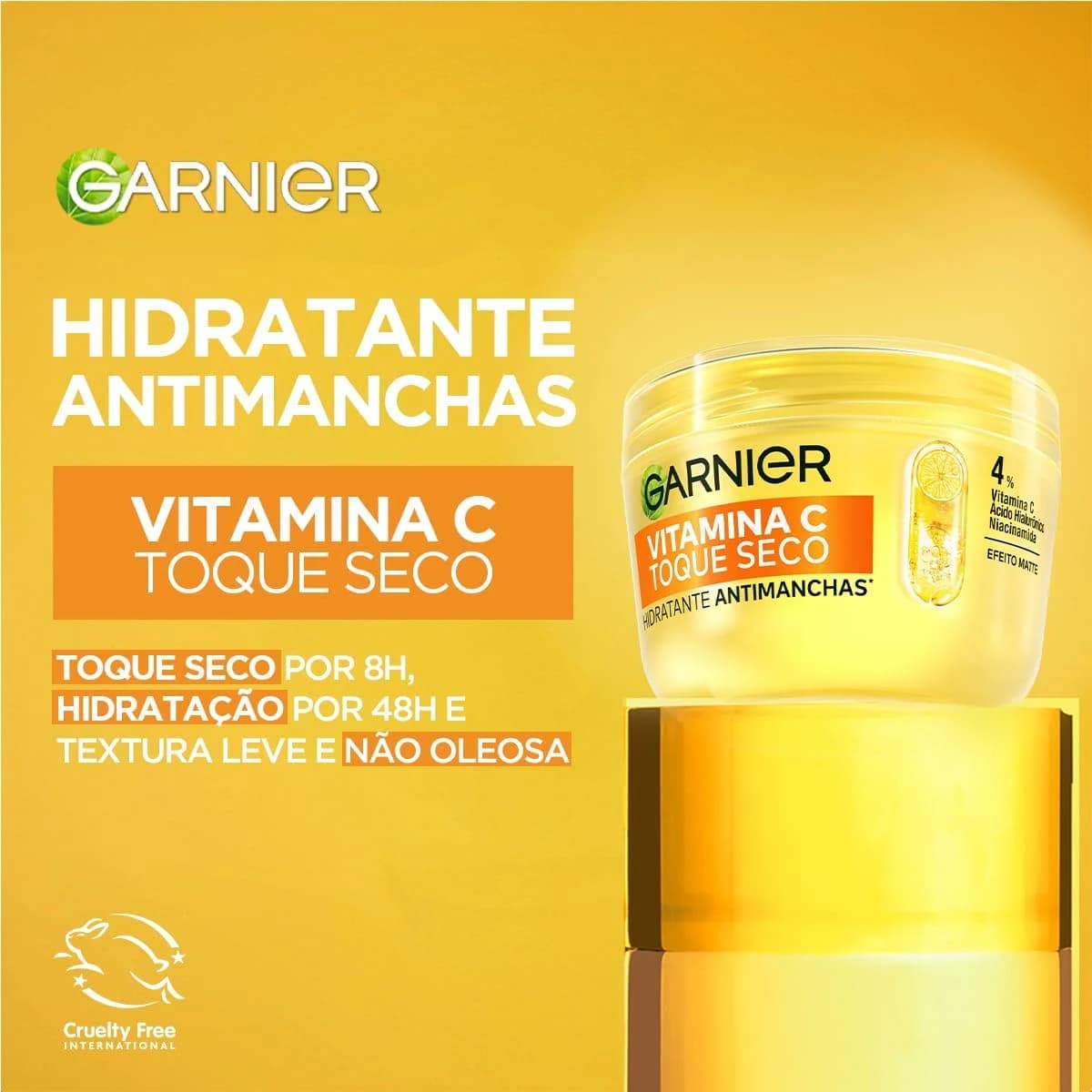 Gel Creme Hidratante Facial Antimanchas Toque Seco, com Vitamina C, Niacinamida e Ácido Hialurônico 85g