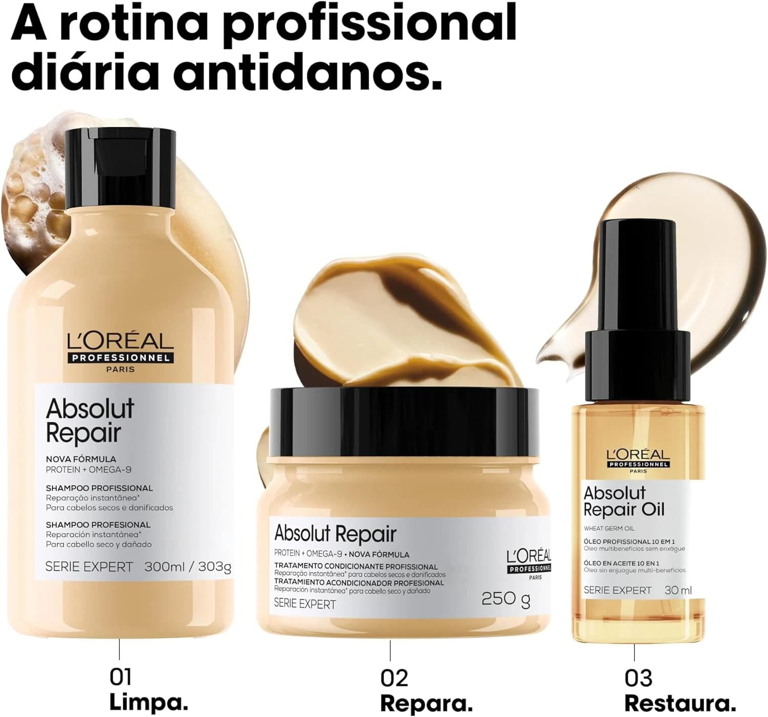 L'Oréal Professionnel Óleo 10 em 1 Absolut Repair | Multi-benefícios para cabelos secos e danificados