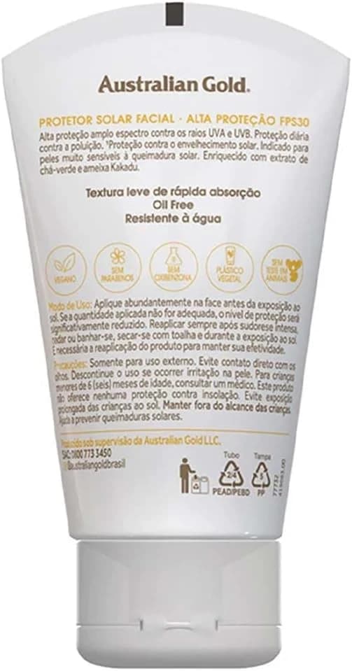Australian Gold Protetor Solar Facial Gel Creme Fps 30 50Gr, Australian Gold