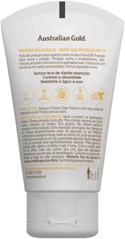 AUSTRALIAN GOLD PROTETOR SOLAR FACIAL GEL CREME FPS70 50G