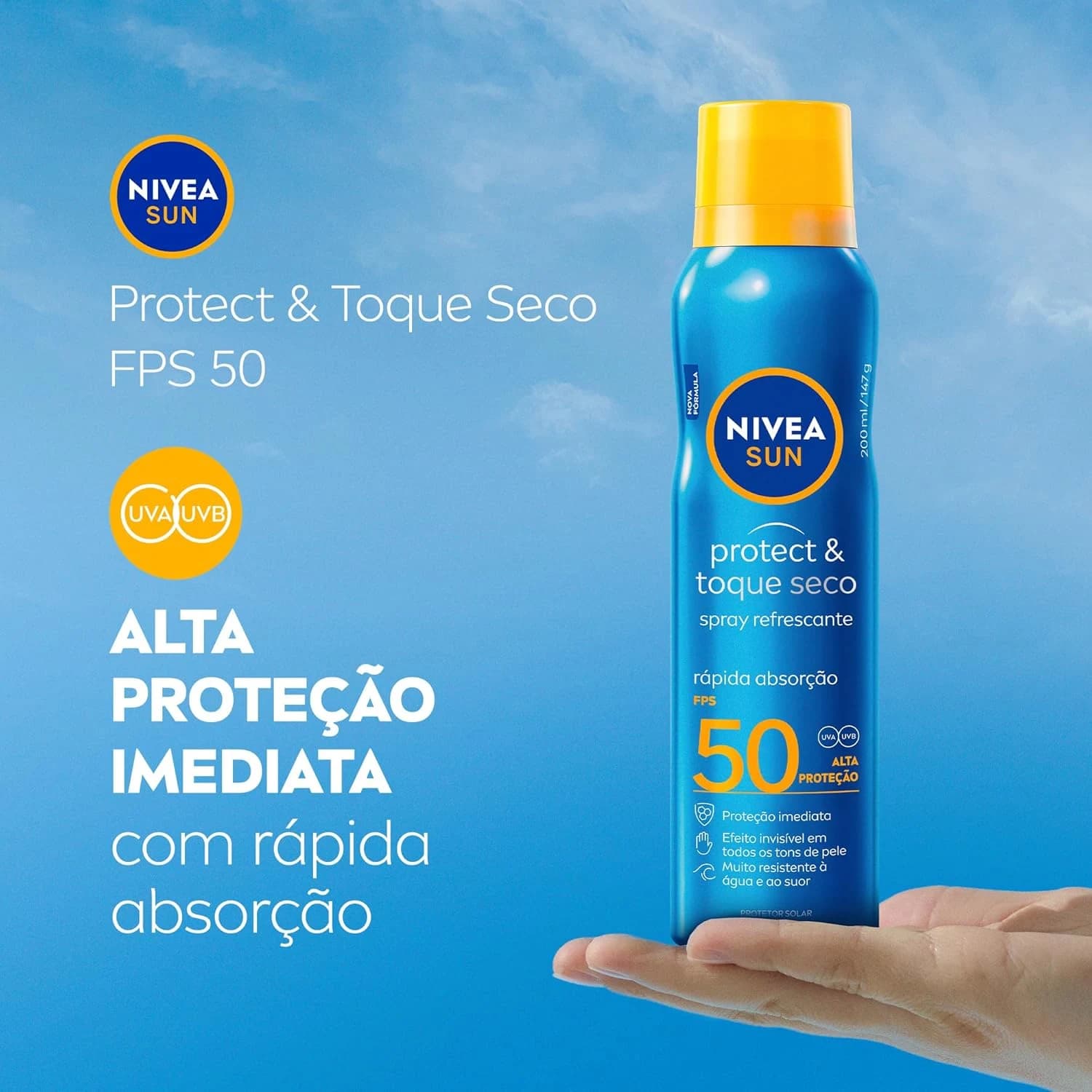 NIVEA SUN Protetor Solar Spray Protect & Toque Seco FPS 50 200ml