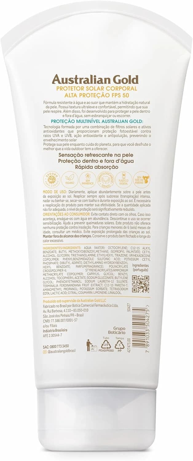 Australian Gold Protetor Solar Corpo Gel Creme Fps 50 200Gr