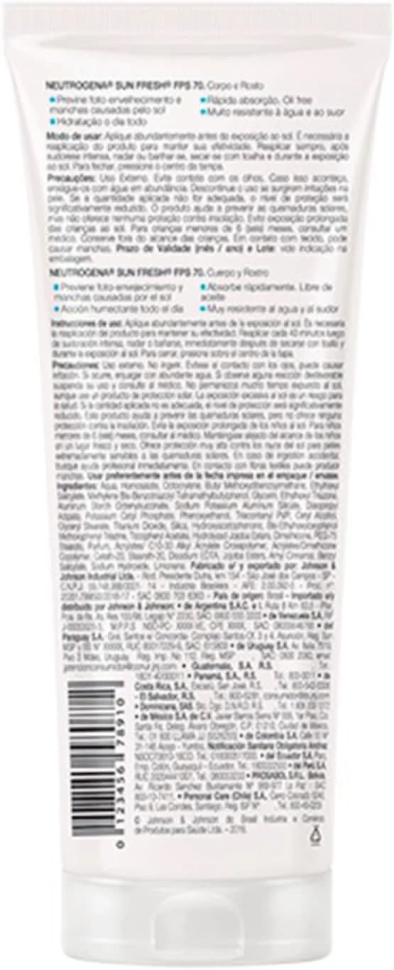 Neutrogena Sun Fresh Protetor Solar Corporal, FPS 70, 200ml