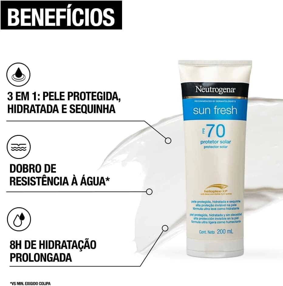 Neutrogena Sun Fresh Protetor Solar Corporal, FPS 70, 200ml