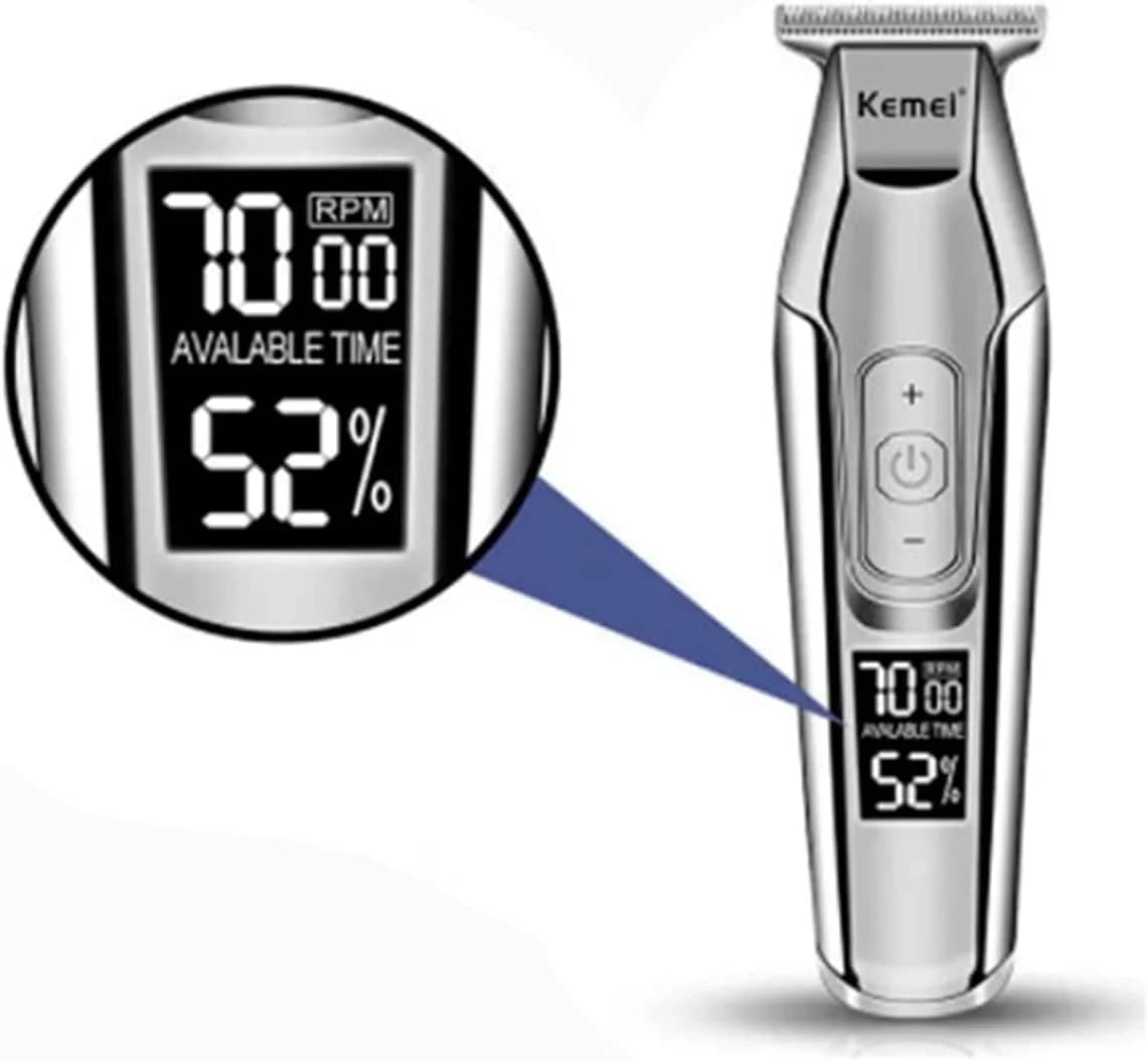 KEMEI ‎XSH-5027 Aparador de cabelo masculino sem fio, recarregável por USB, Prata